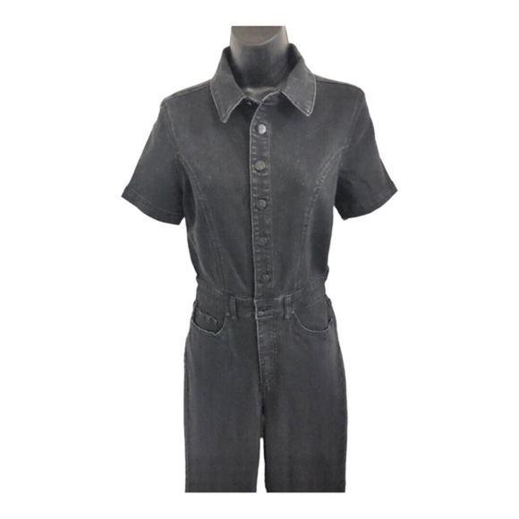 Jessica Simpson black denim button front short sleeve jeans jumpsuit size 5 new - Picture 5 of 17